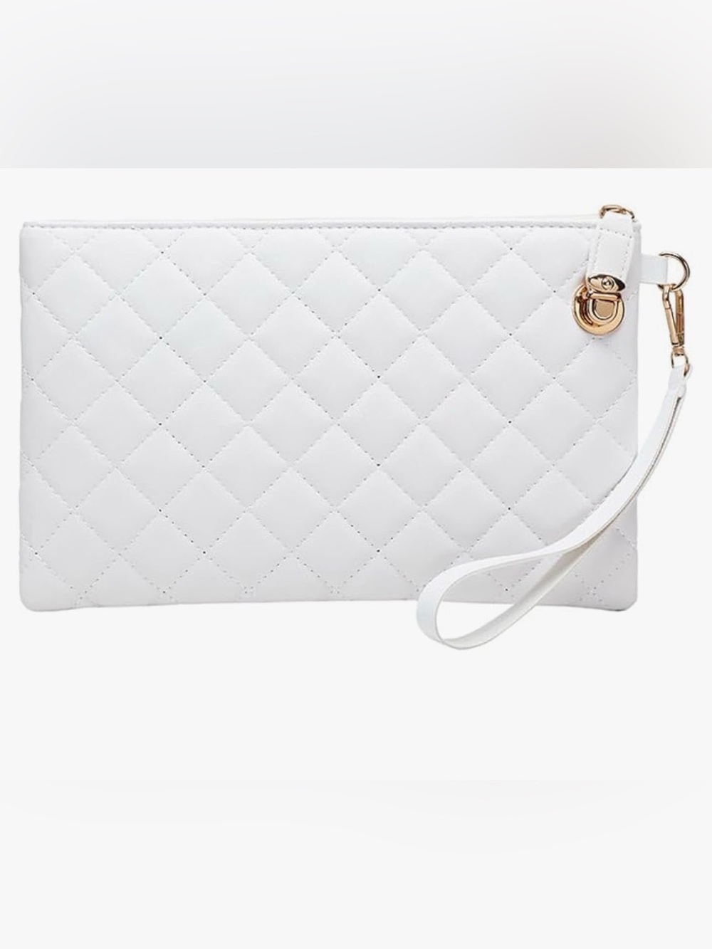 White Quilted Wristlet Clutch - Sleek Women's Bag